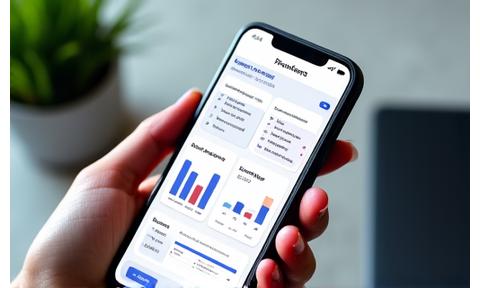 Overview of accounting services with digital dashboard concept on mobile